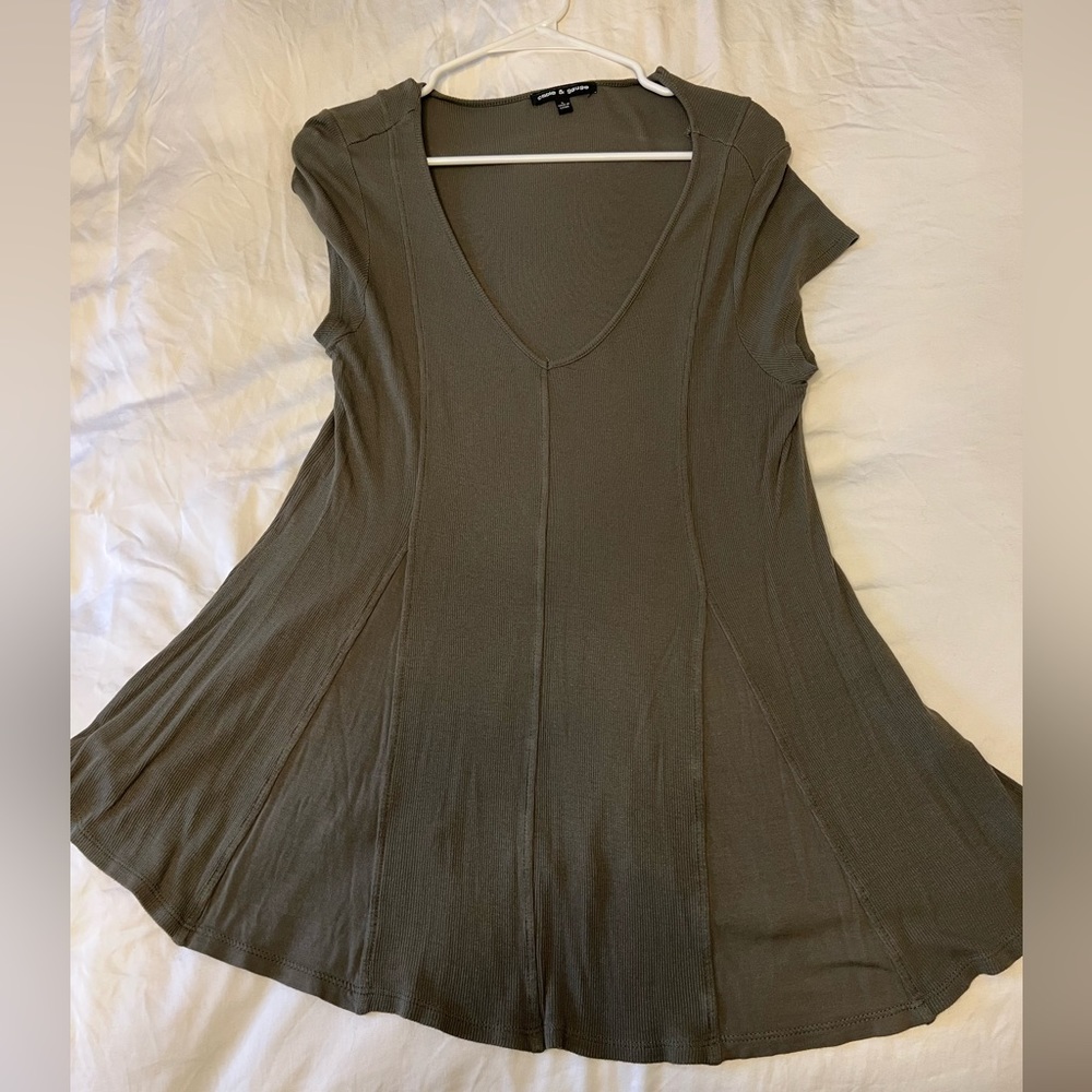 Green v neck blouse